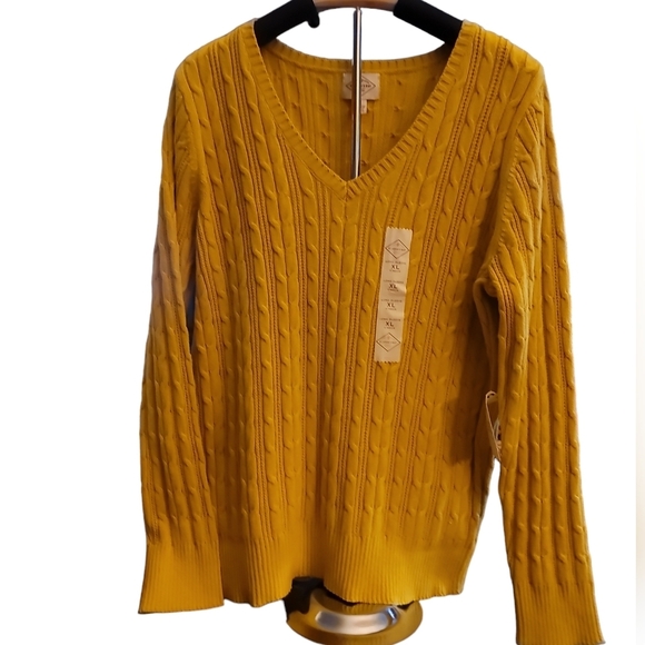 St. John's Bay Tops - St. John's Bay Cable Knit V-neck Sweater